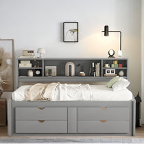 Westport gray full bookcase deals captains trundle bed